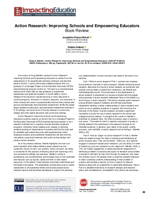 Action Research Improving Schools And Empowering Educators