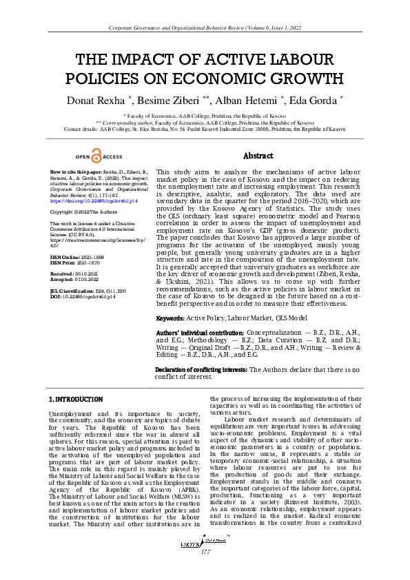 (PDF) The impact of active labour policies on economic growth