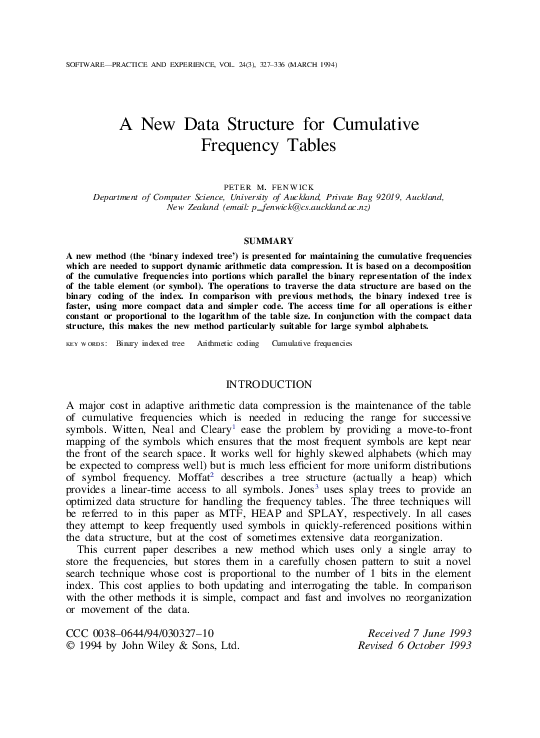  pdf a new data structure for cumulative frequency tables