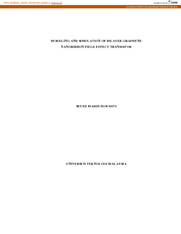 (PDF) Modeling and simulation of bilayer graphene nanoribbon field ...