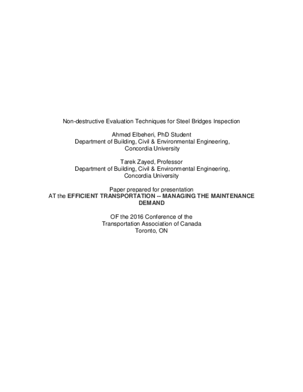 (PDF) Non-destructive Evaluation Techniques for Steel Bridges Inspection
