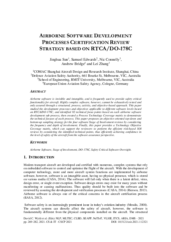 (PDF) Airborne Software Development Processes Certification Review ...