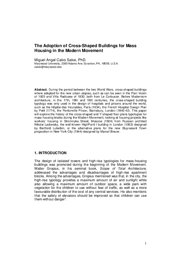 (PDF) The Adoption of Cross-Shaped Buildings for Mass Housing in the ...