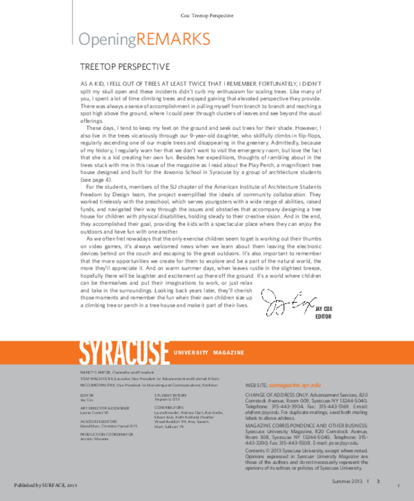 (PDF) Opening Remarks – Treetop Perspective