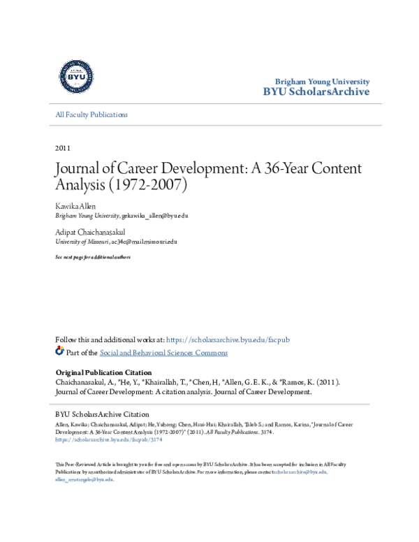 (PDF) Journal of Career Development
