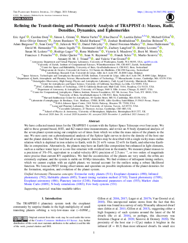 (PDF) Refining the Transit-timing and Photometric Analysis of TRAPPIST ...