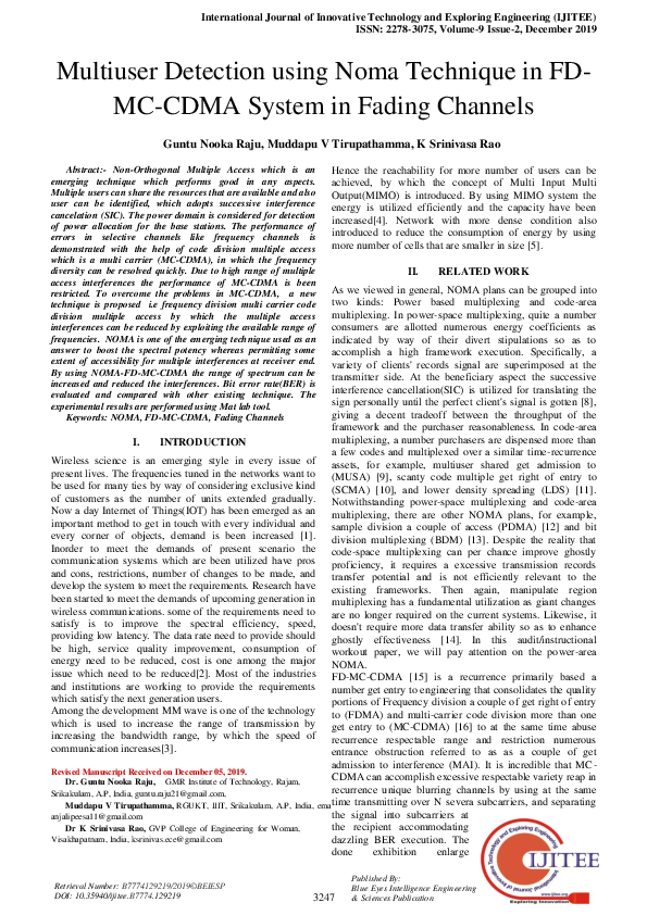 (PDF) Multiuser Detection using Noma Technique in FD-MC-CDMA System in ...