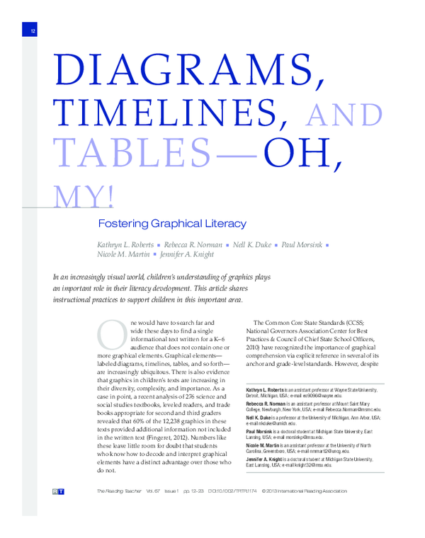 (PDF) Diagrams, Timelines, and Tables-Oh, My! Fostering Graphical Literacy