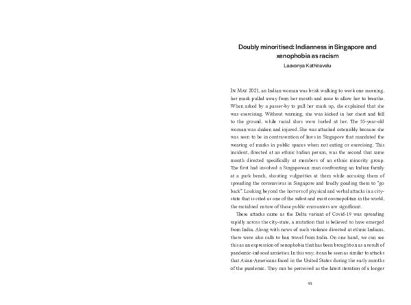 (PDF) Doubly minoritised: Indianness in Singapore and xenophobia and racism