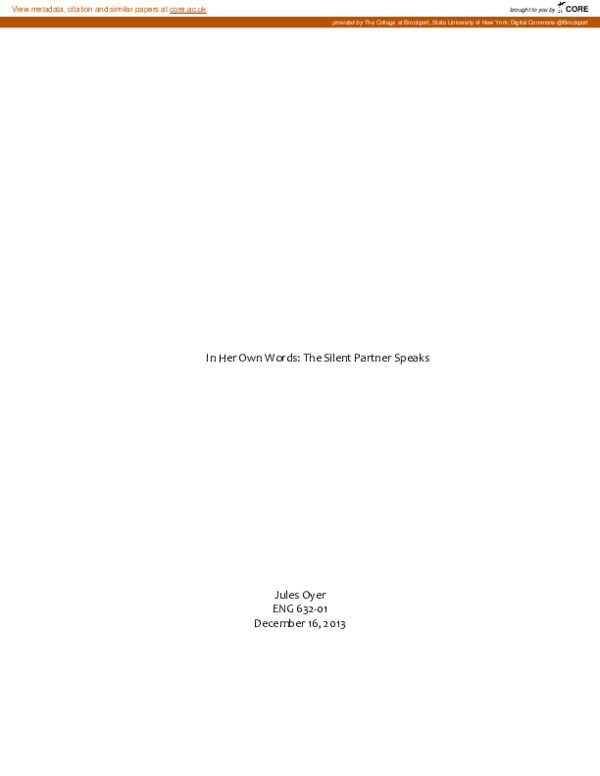  PDF In Her Own Words The Silent Partner Speaks Julie Oyer 