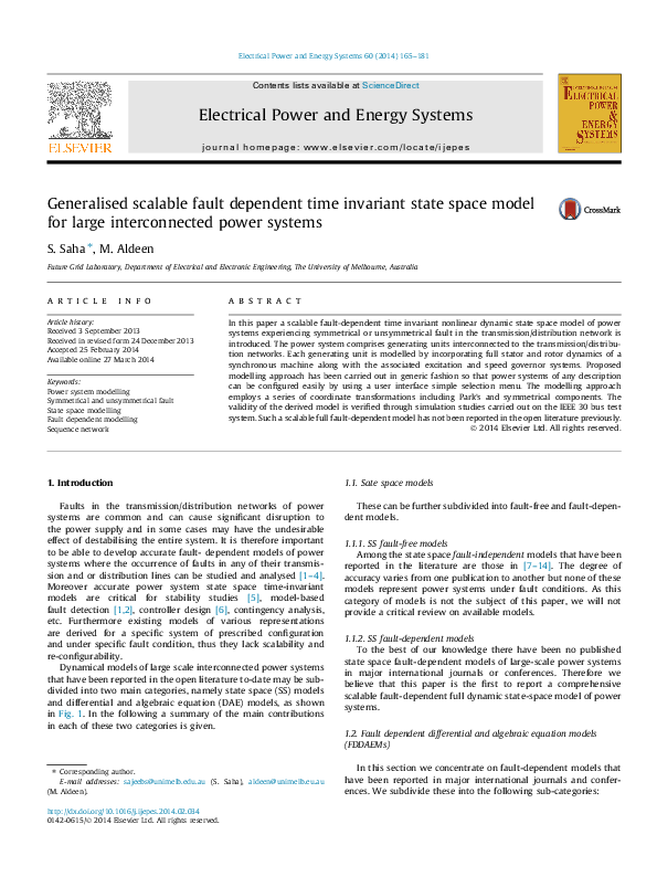 (PDF) Generalised scalable fault dependent time invariant state space ...