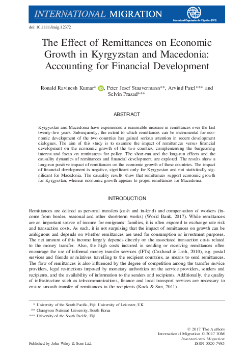 (PDF) The Effect of Remittances on Economic Growth in Kyrgyzstan and ...