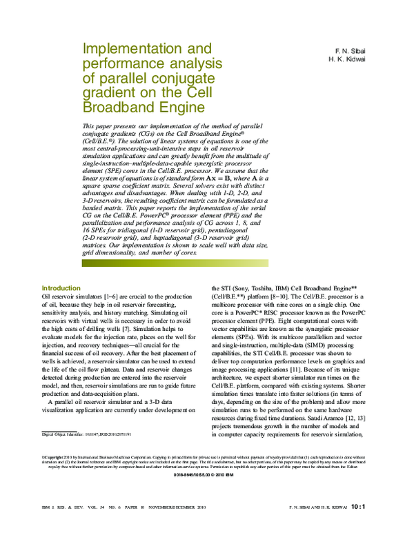 (PDF) Implementation and performance analysis of parallel conjugate ...