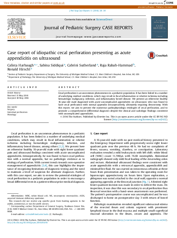 (PDF) Case report of idiopathic cecal perforation presenting as acute ...
