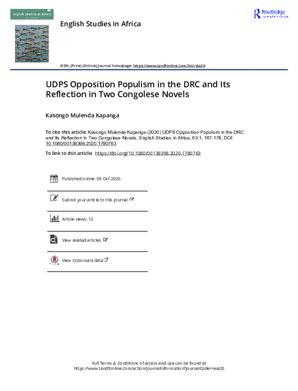 (PDF) UDPS Opposition Populism in the DRC and Its Reflection in Two ...