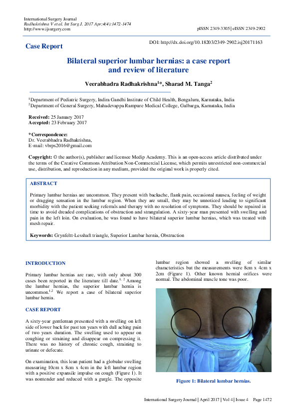 (PDF) Bilateral superior lumbar hernias a case report and review of
