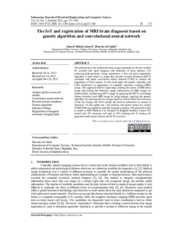 (PDF) The IoT and registration of MRI brain diagnosis based on genetic ...