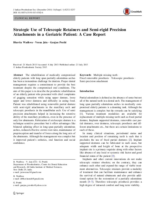 (PDF) Strategic Use of Telescopic Retainers and Semi-rigid Precision ...