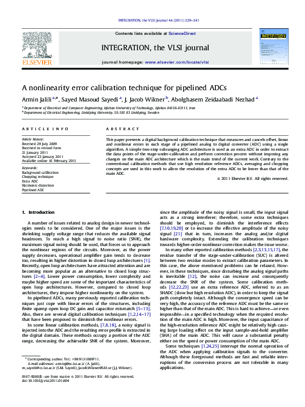 (PDF) A nonlinearity error calibration technique for pipelined ADCs