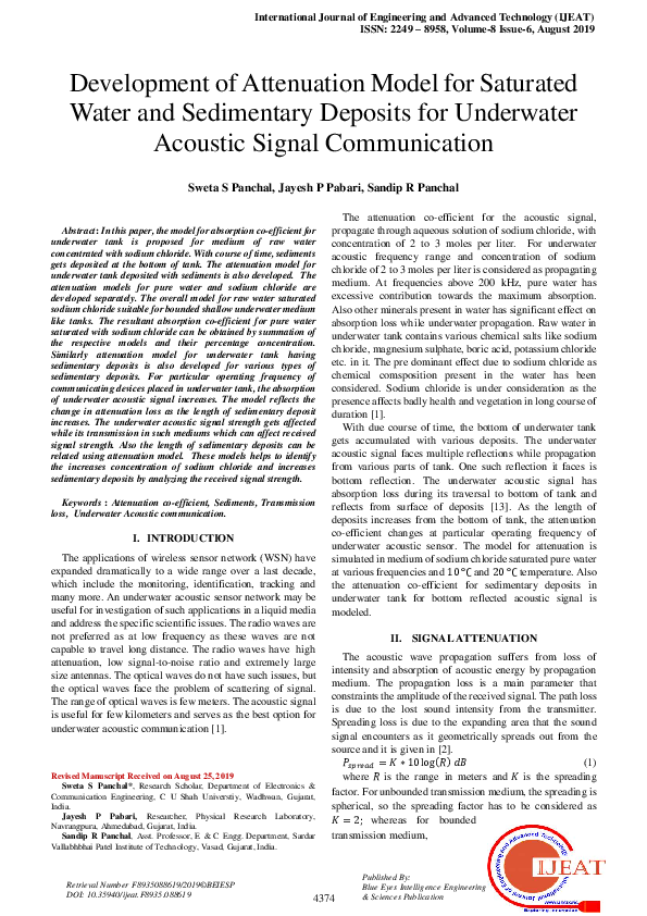 (PDF) Development of Attenuation Model for Saturated Water and ...
