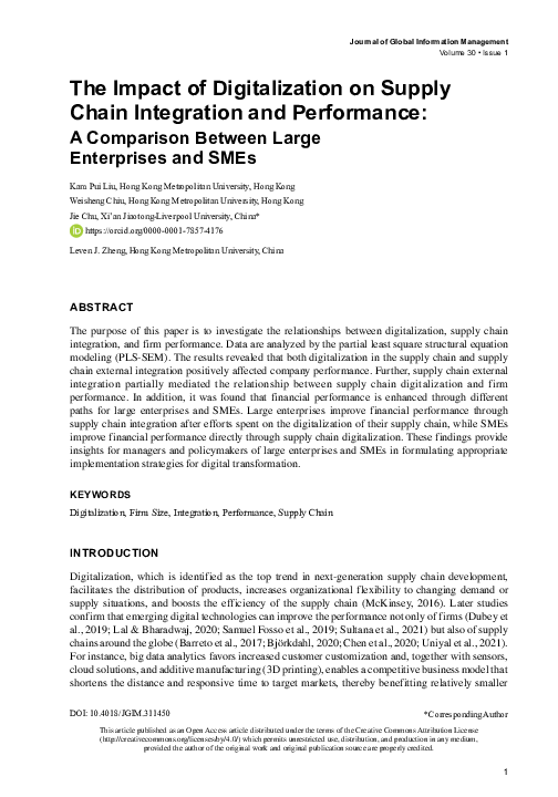 (PDF) The Impact of Digitalization on Supply Chain Integration and ...