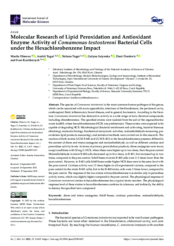 (PDF) Molecular Research of Lipid Peroxidation and Antioxidant Enzyme ...