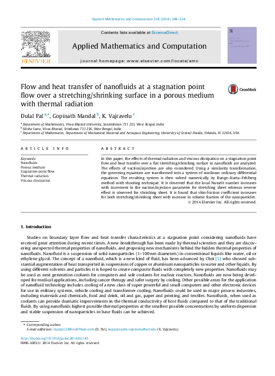 (PDF) Flow and heat transfer of nanofluids at a stagnation point flow ...