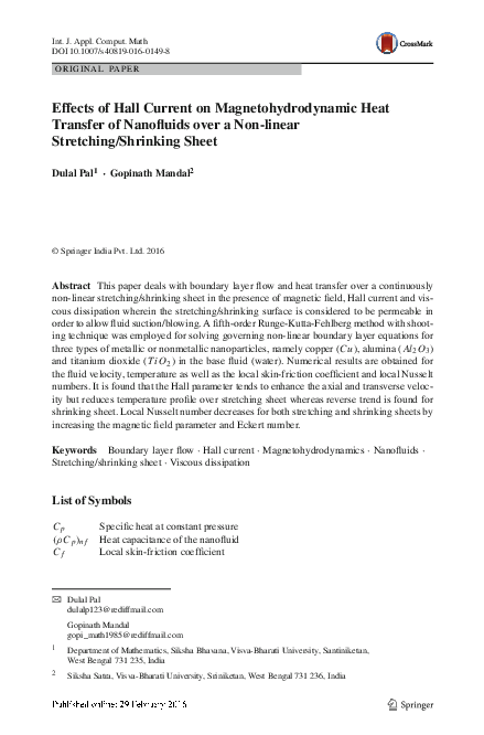 (PDF) Effects of Hall Current on Magnetohydrodynamic Heat Transfer of ...