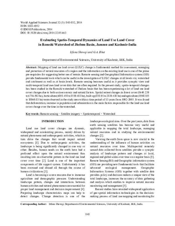 (PDF) Evaluating Spatio-Temporal Dynamics of Land Use Land Cover in ...