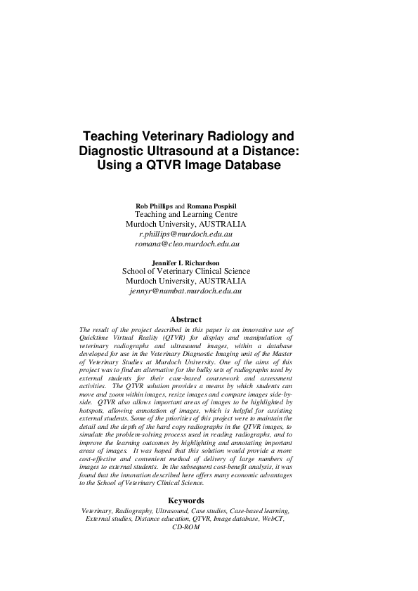 (PDF) Teaching Veterinary Radiology and Diagnostic Ultrasound at a