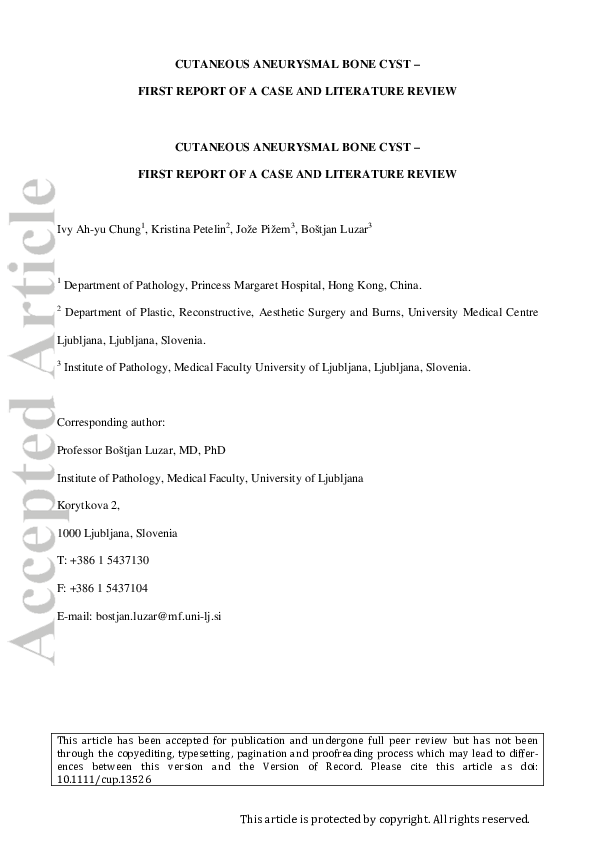 (PDF) Cutaneous Aneurysmal Bone Cyst - First Report of a Case and ...