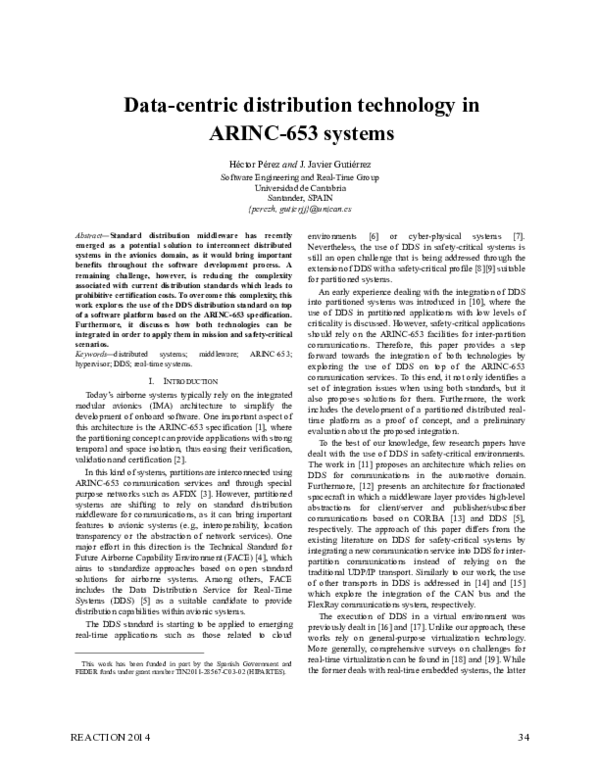 (PDF) Data-centric distribution technology in ARINC-653 systems