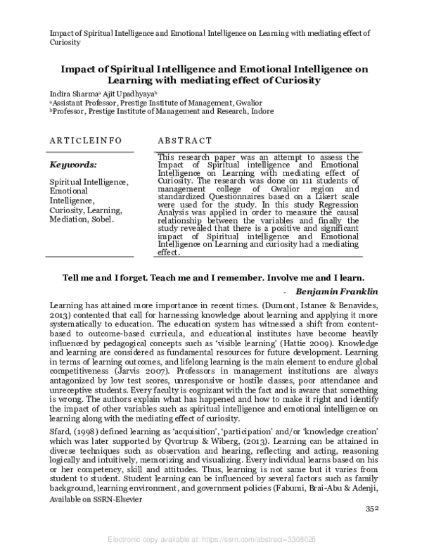 (PDF) Impact of Spiritual Intelligence and Emotional Intelligence on ...
