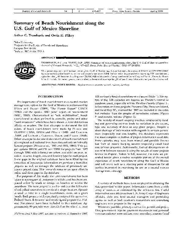 (PDF) Summary of beach nourishment along the US Gulf of Mexico shoreline