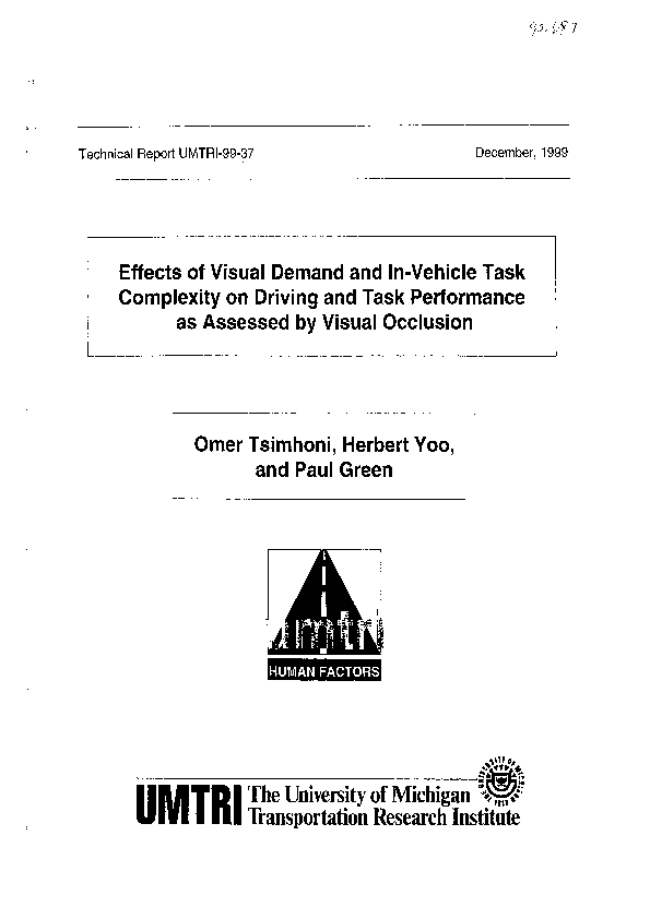 (PDF) Effects of visual demand and in-vehicle task complexity on ...