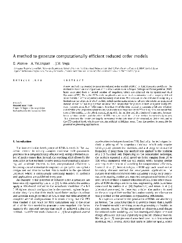 (PDF) A method to generate computationally efficient reduced order models