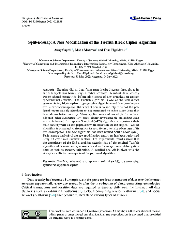(PDF) Split-n-Swap: A New Modification of the Twofish Block Cipher ...