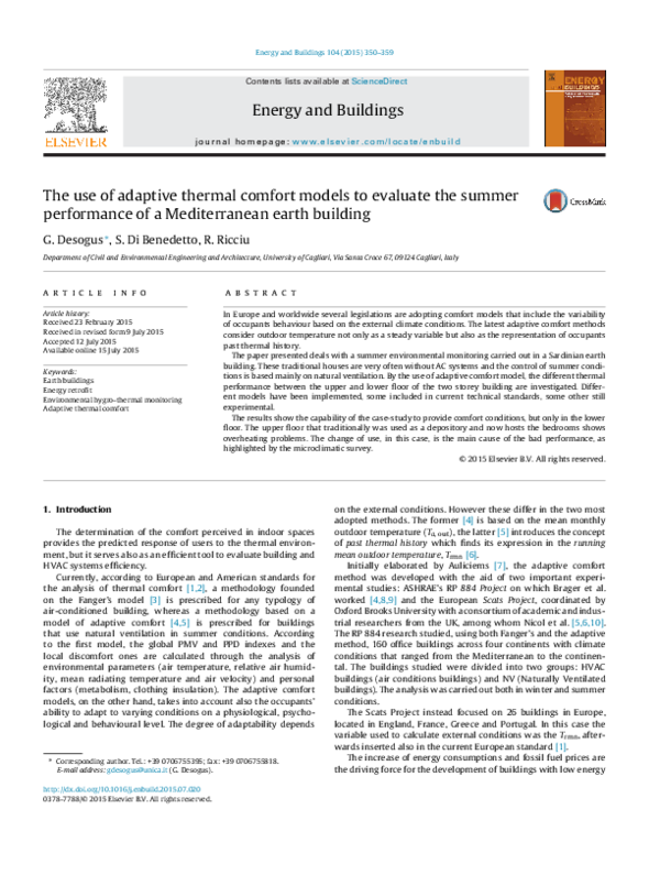(PDF) The use of adaptive thermal comfort models to evaluate the summer ...