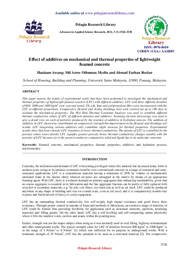 (PDF) Effect of additives on mechanical and thermal properties of ...