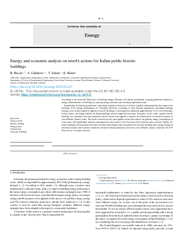 (PDF) Energy and economic analysis on retrofit actions for Italian ...