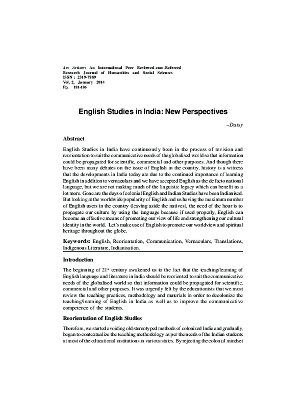 (PDF) English Studies in India: New Perspectives