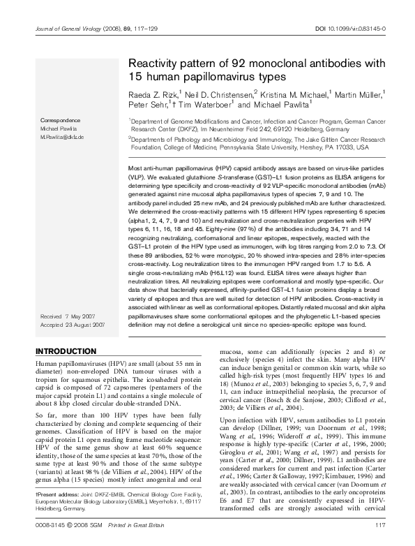 (PDF) Reactivity pattern of 92 monoclonal antibodies with 15 human ...