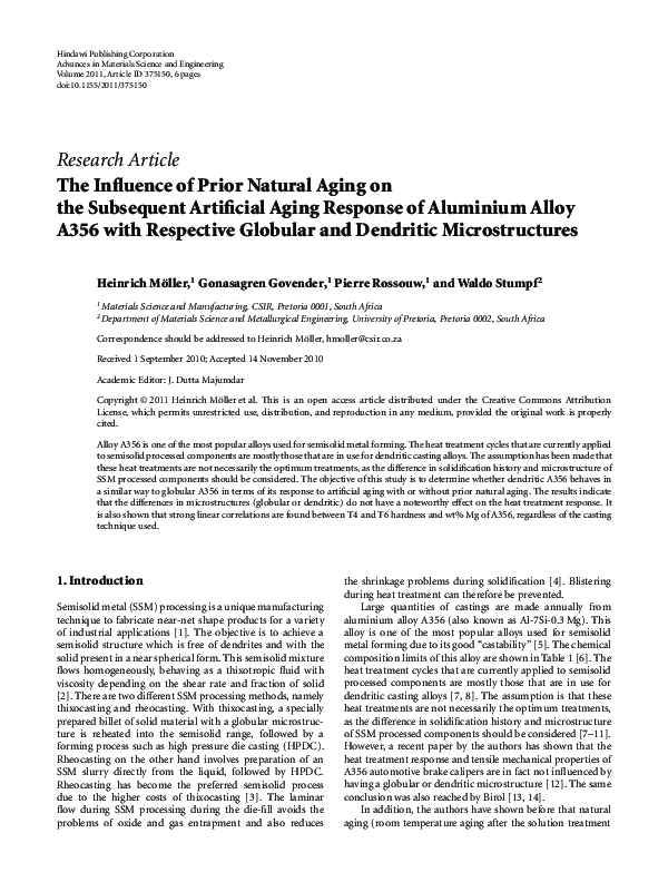 (PDF) The Influence of Prior Natural Aging on the Subsequent Artificial ...