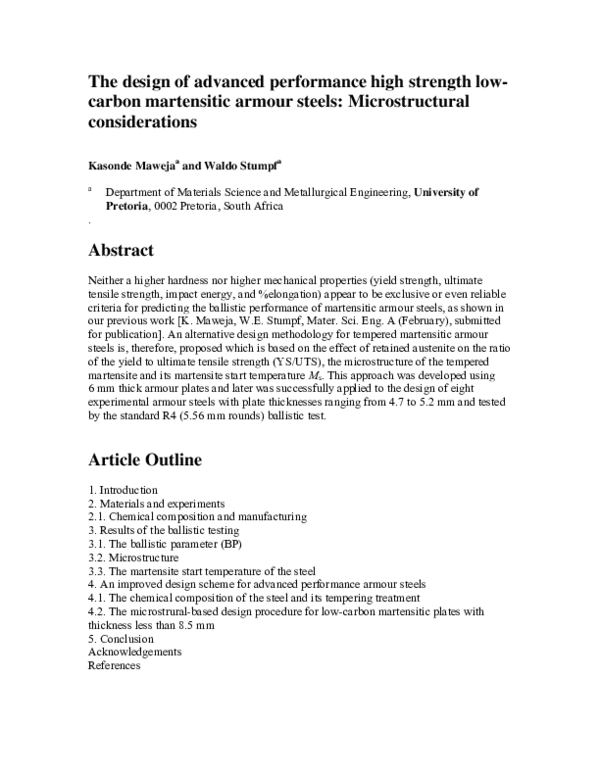 (PDF) The design of advanced performance high strength low-carbon ...