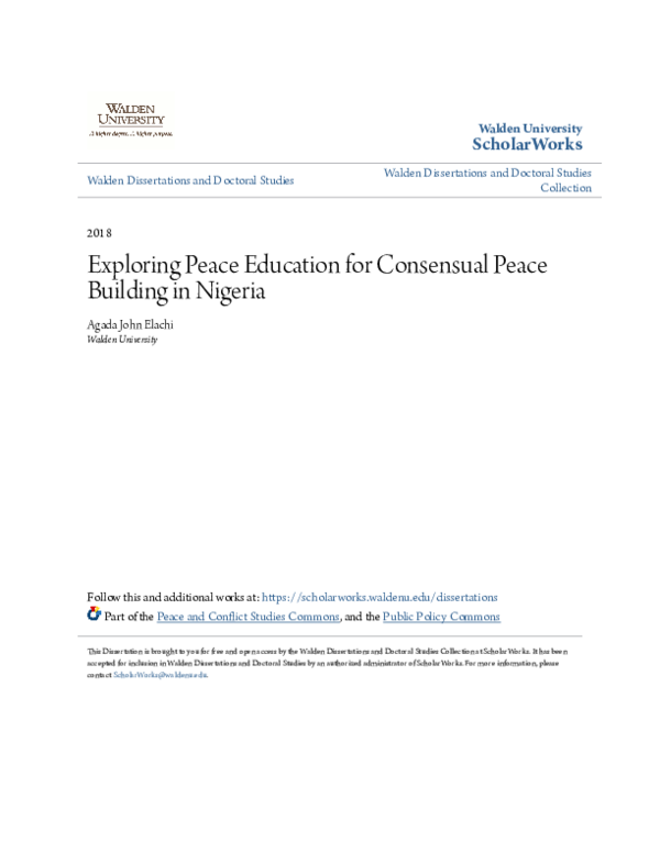 (PDF) Exploring Peace Education for Consensual Peace Building in Nigeria