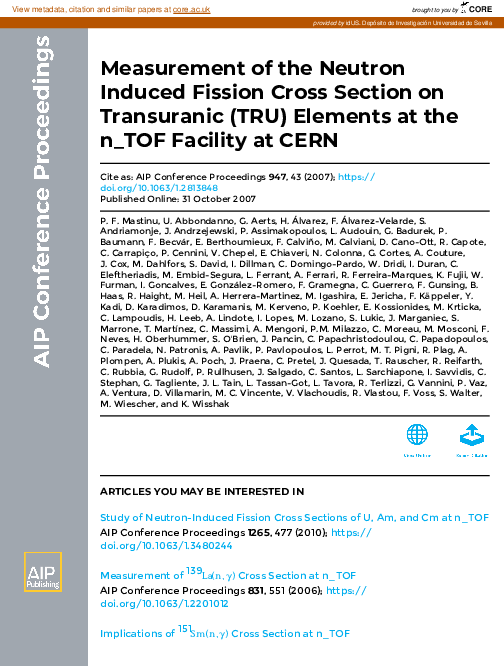 (PDF) Measurement of the neutron induced fission cross section on ...