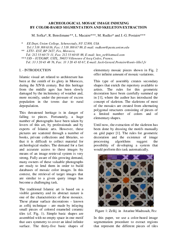 (PDF) Archeological Mosaic Image Indexing by Color-Based Segmentation ...