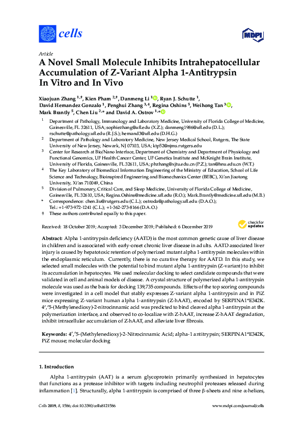 (PDF) A Novel Small Molecule Inhibits Intrahepatocellular Accumulation ...
