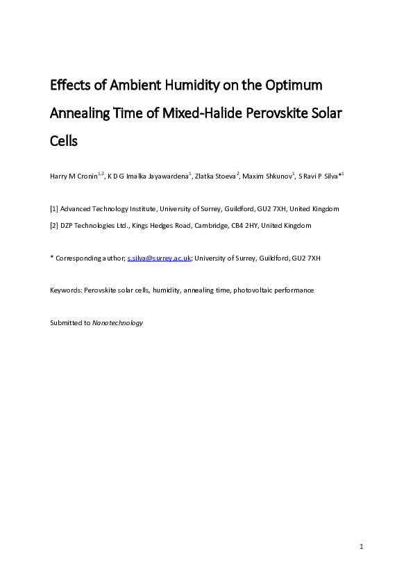 (PDF) Effects of ambient humidity on the optimum annealing time of ...