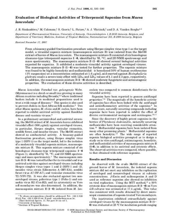 (PDF) Evaluation of Biological Activities of Triterpenoid Saponins from ...